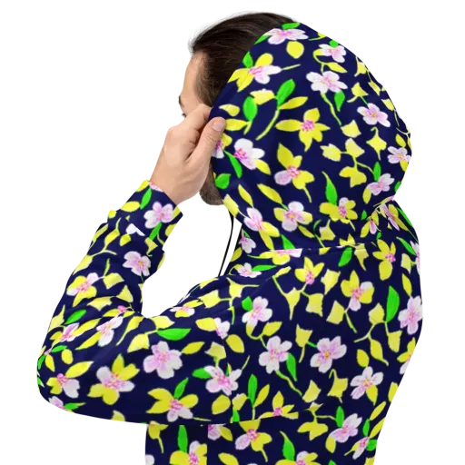 Navy Blossom on a Hoodie