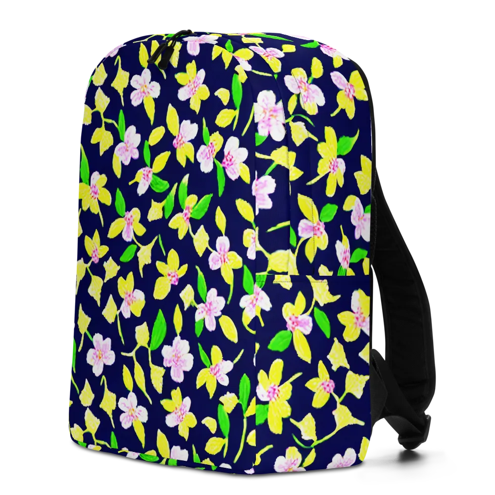 Navy Blossom on Minimalist Backpack — Left