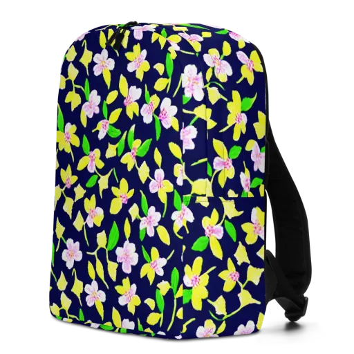 Navy Blossom on a Minimalist Backpack