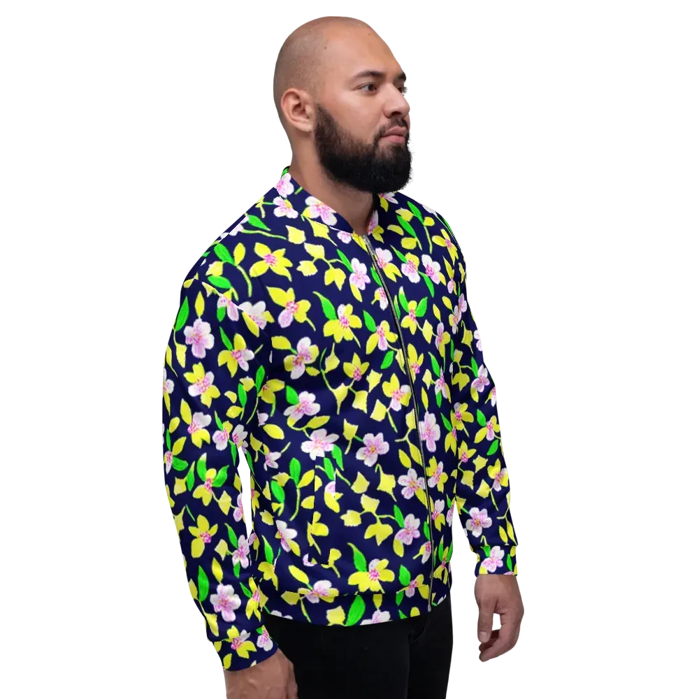 Navy Blossom on Bomber Jacket — Right