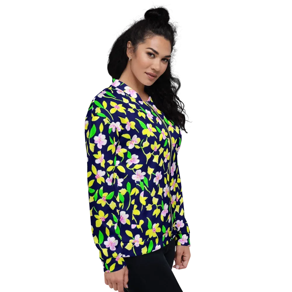 Navy Blossom on Bomber Jacket — Right