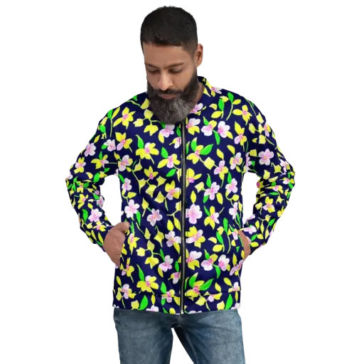 Navy Blossom on a Bomber Jacket
