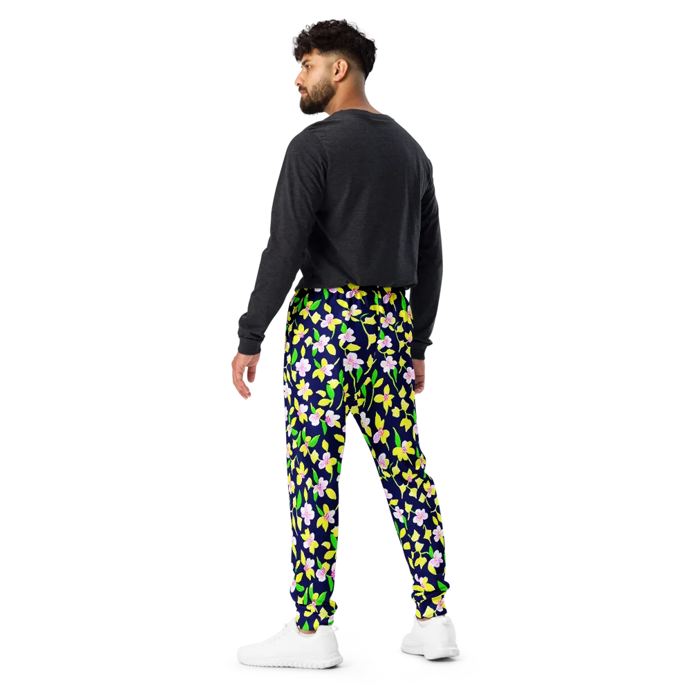 Navy Blossom on Men's Joggers — Back