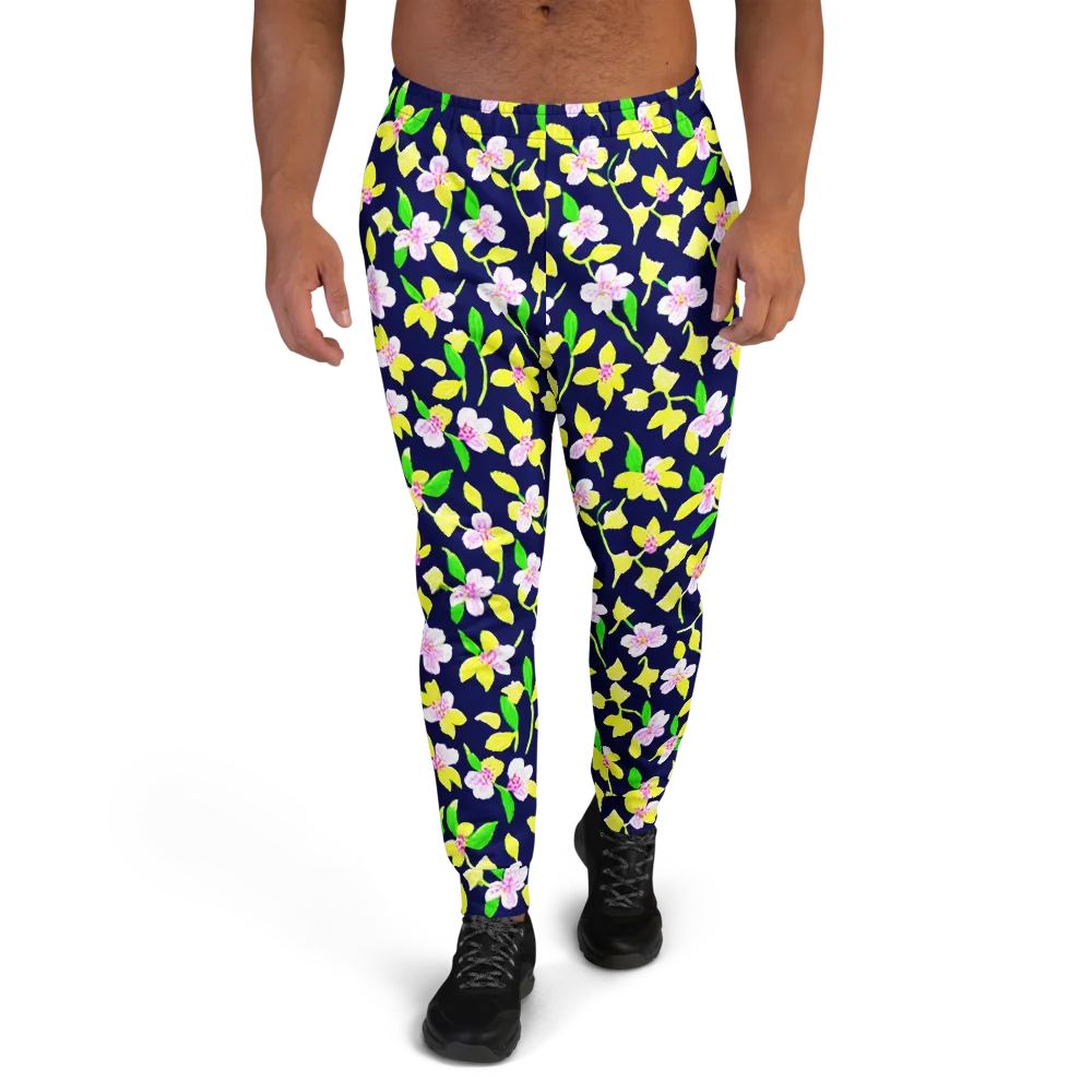 Navy Blossom on Men's Joggers — Front