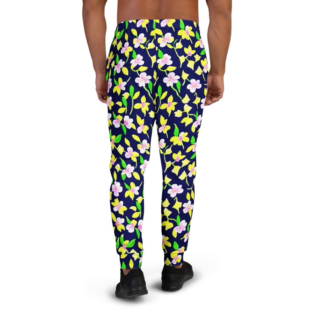 Navy Blossom on Men's Joggers — Back