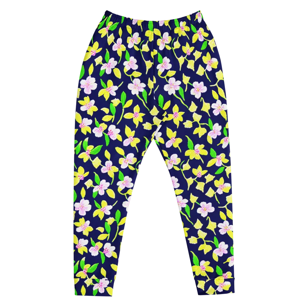 Navy Blossom on Men's Joggers — Front