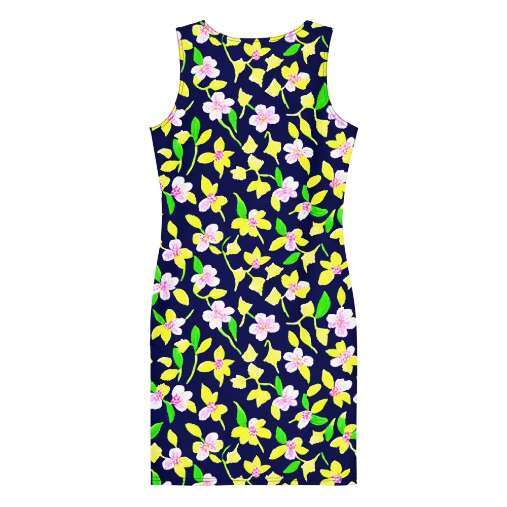 Navy Blossom on Bodycon Dress — Back