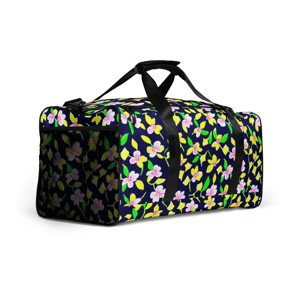 Navy Blossom on Duffle Bag — Right Front