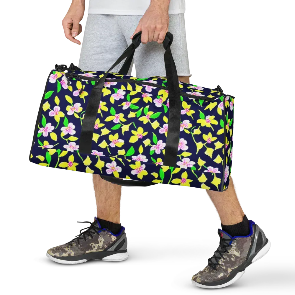 Navy Blossom on Duffle Bag — Front