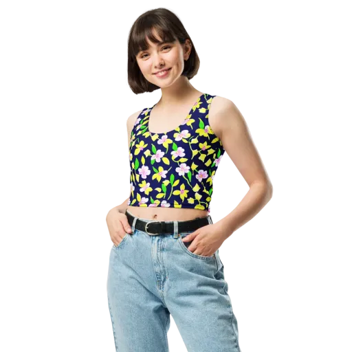 Navy Blossom on a Crop Top