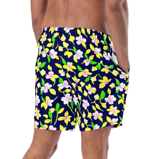 Navy Blossom on a Swim Trunks