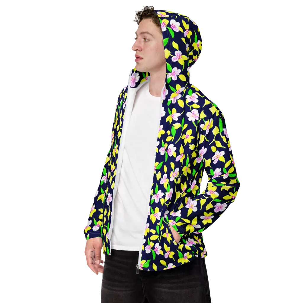 Navy Blossom on Men's Windbreaker — Left Front