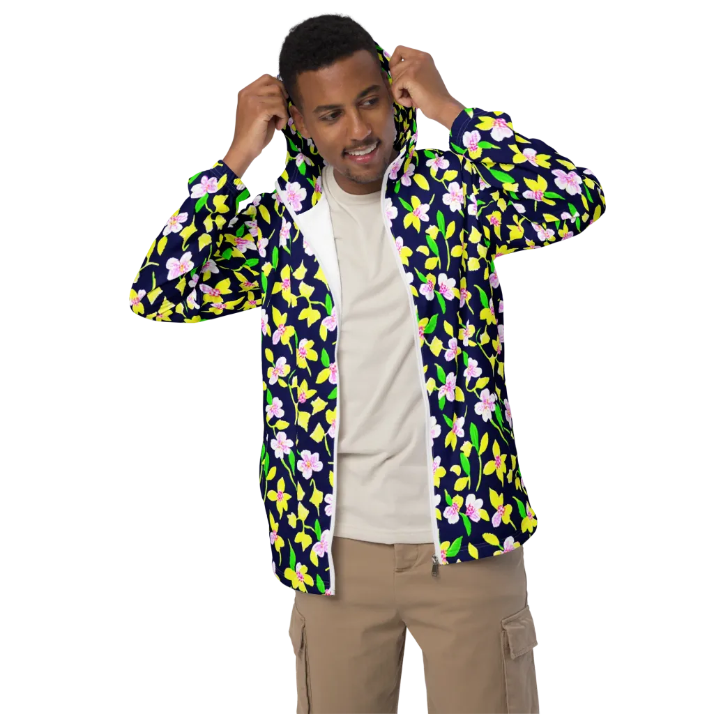 Navy Blossom on Men's Windbreaker — Front