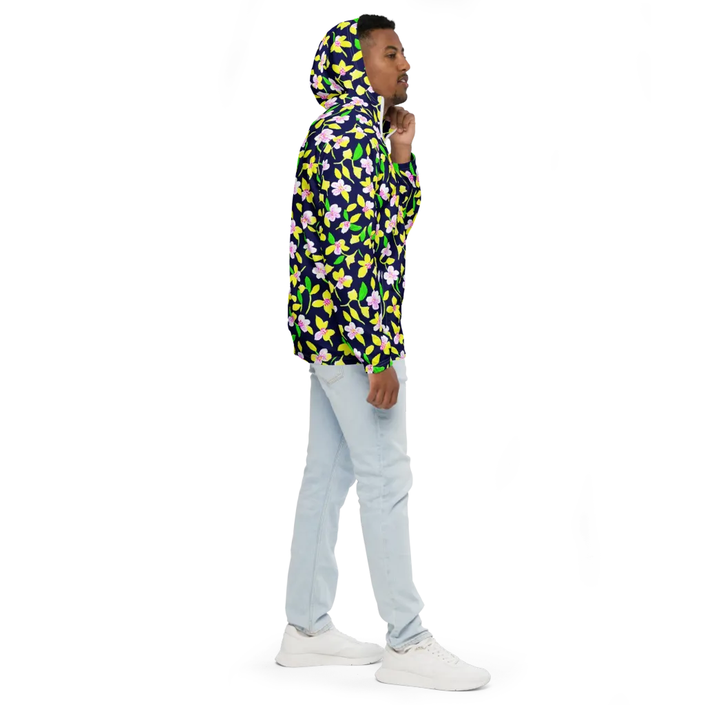 Navy Blossom on Men's Windbreaker — Right