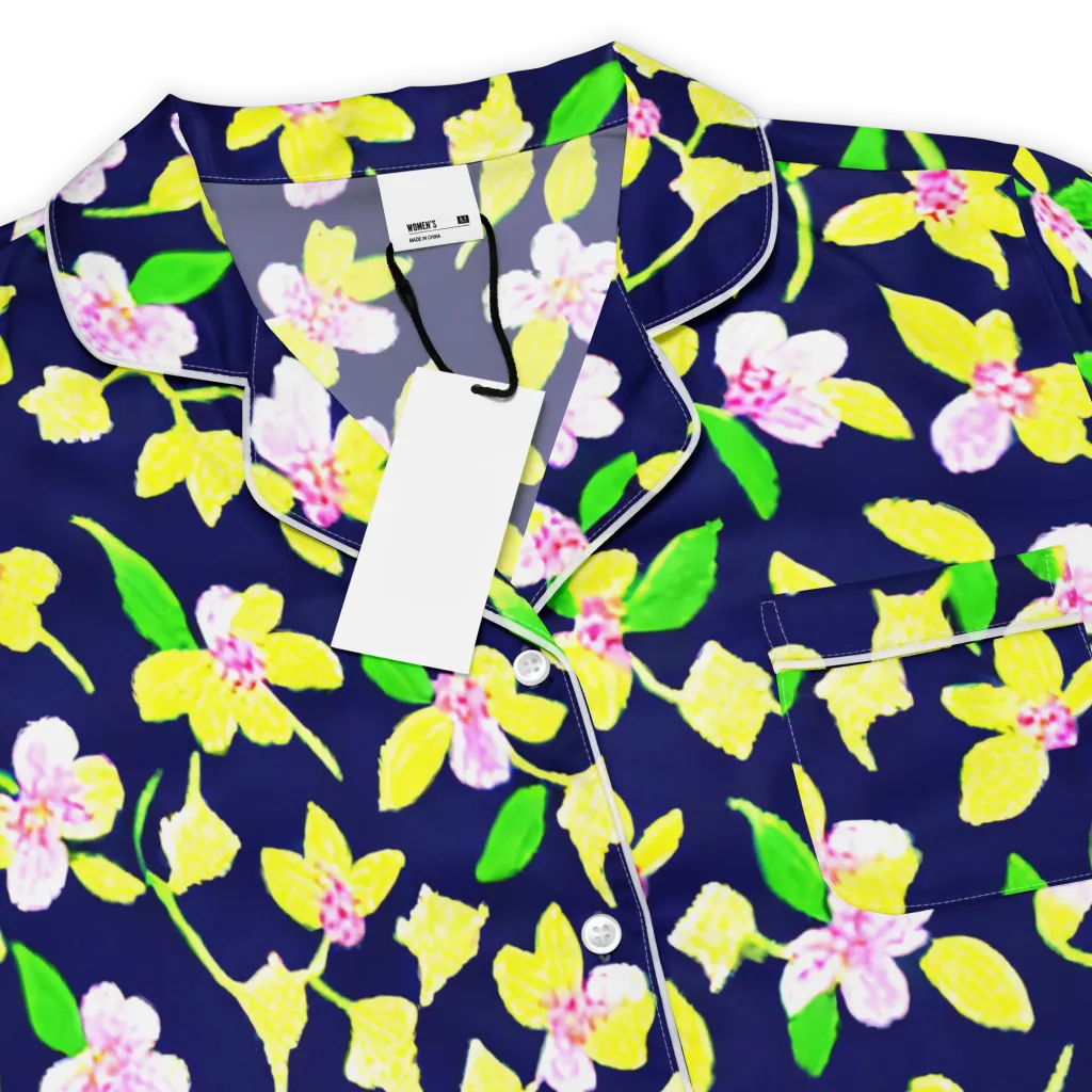 Navy Blossom on Women's Short Sleeve Pajama Top — Product details