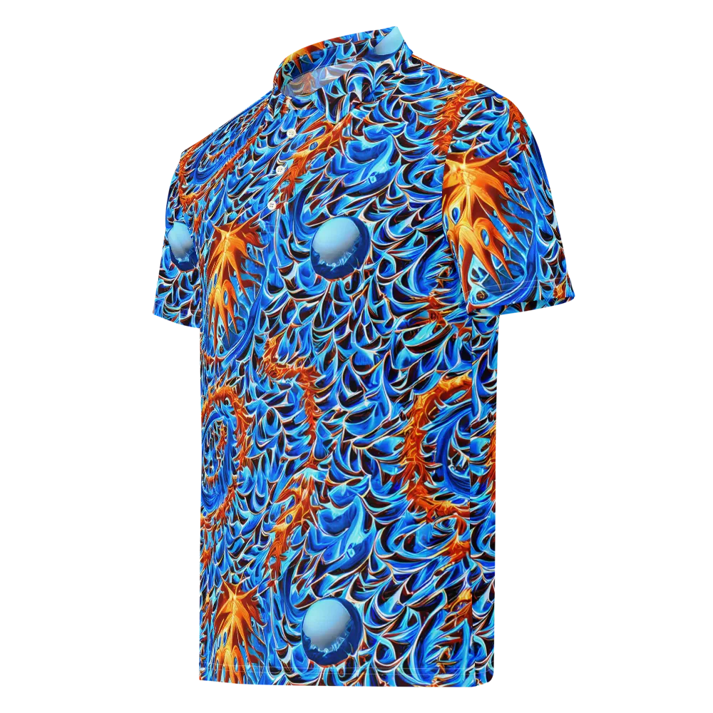 Blue Flame Reef on Men's Slim Fit Polo Shirt — Left Front