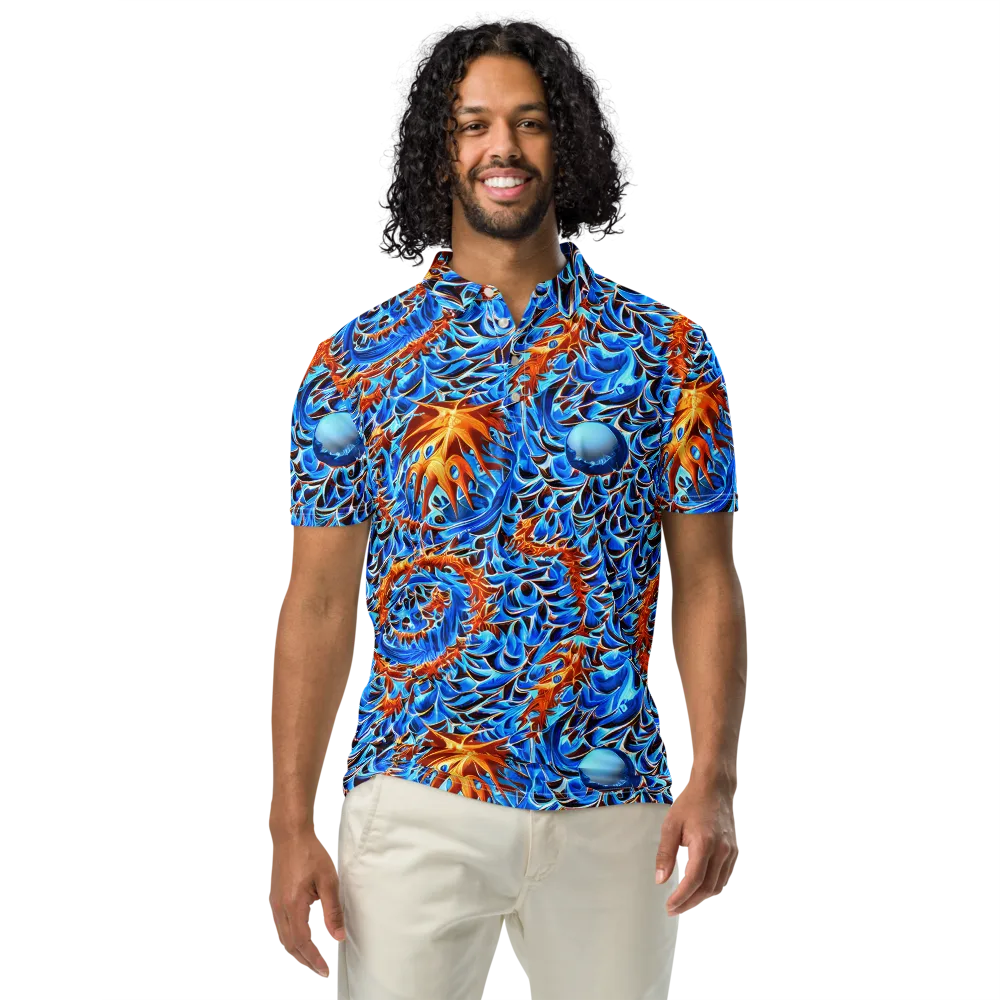 Blue Flame Reef on Men's Slim Fit Polo Shirt — Front