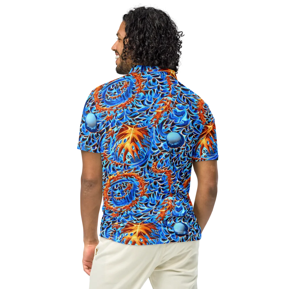 Blue Flame Reef on Men's Slim Fit Polo Shirt — Back