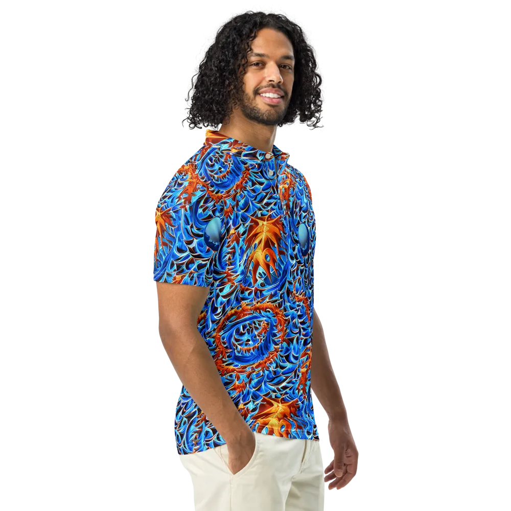 Blue Flame Reef on Men's Slim Fit Polo Shirt — Right Front