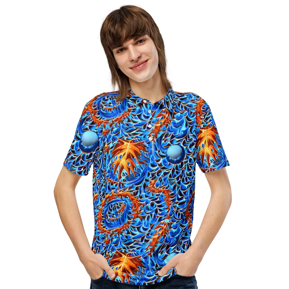 Blue Flame Reef on Men's Slim Fit Polo Shirt — Front