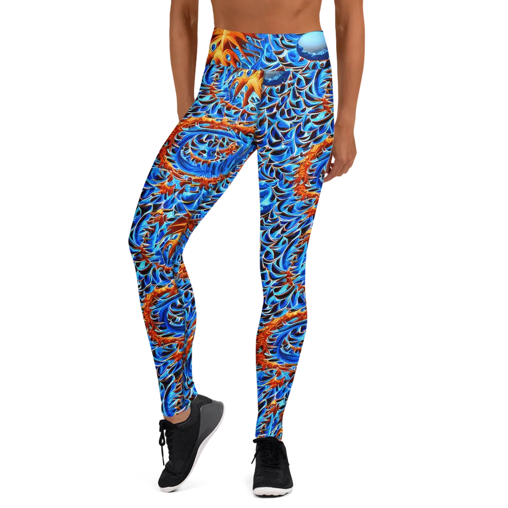 Blue Flame Reef on Yoga Leggings — Front
