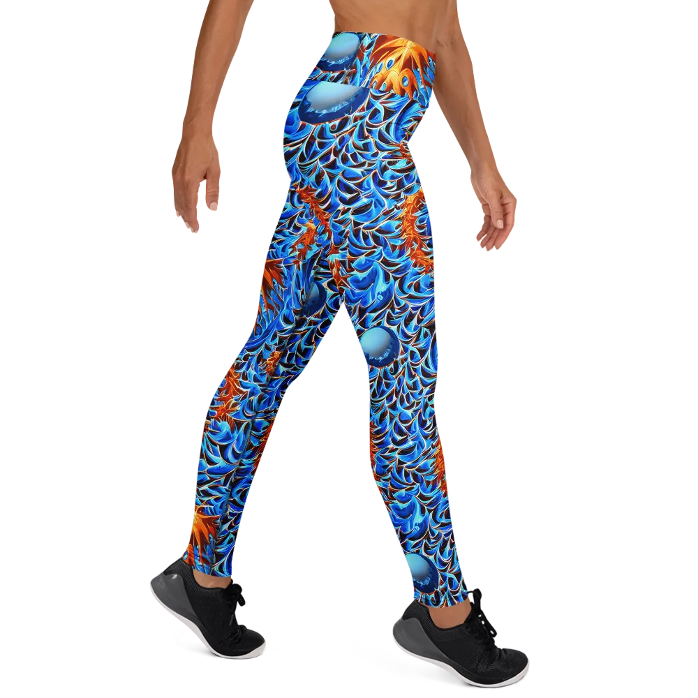 Blue Flame Reef on Yoga Leggings — Right