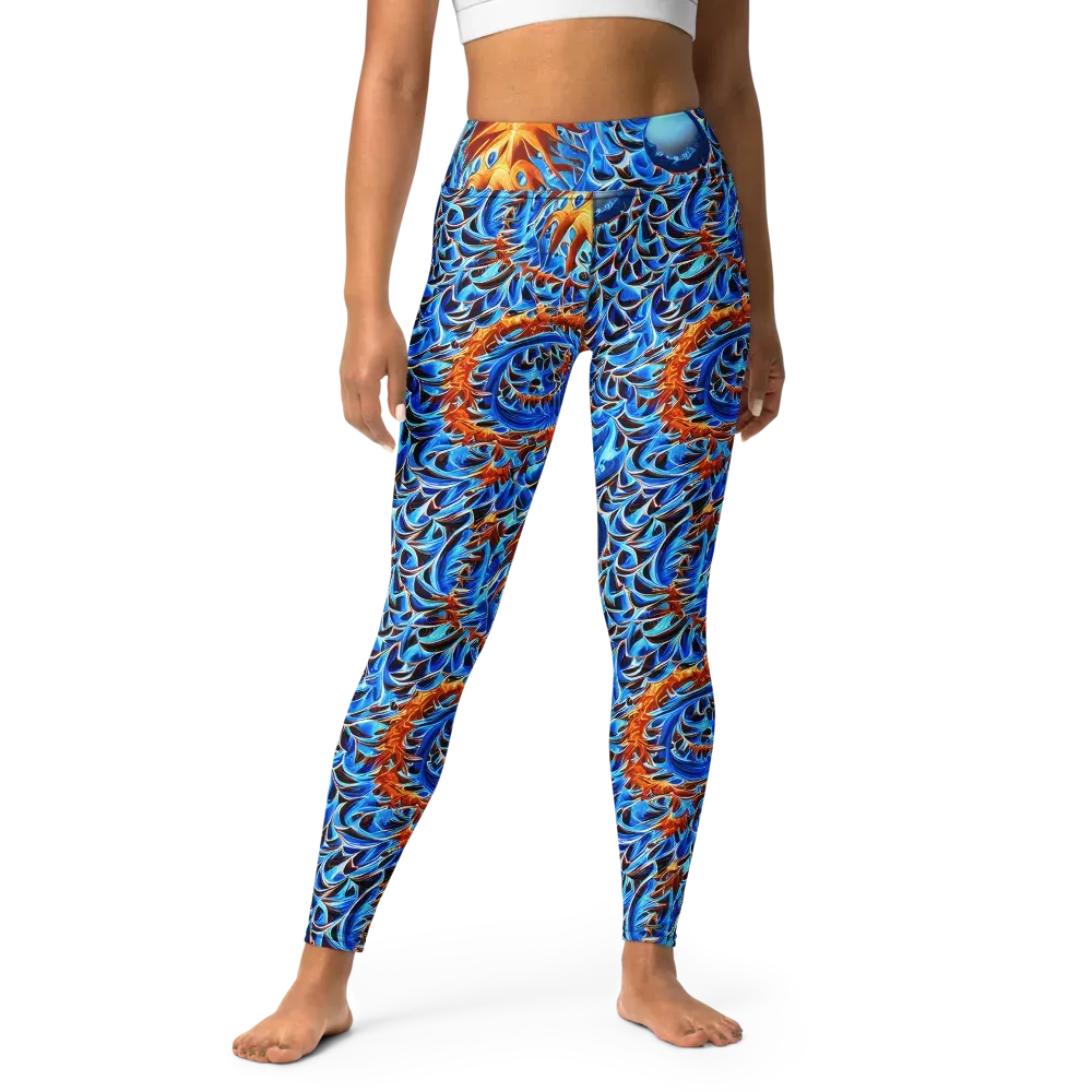 Blue Flame Reef on Yoga Leggings — Front
