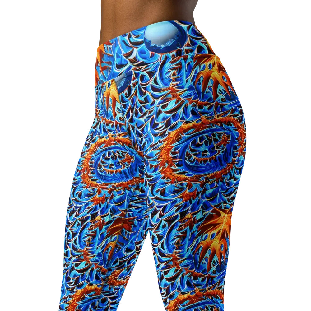 Blue Flame Reef on Yoga Leggings — Left Front
