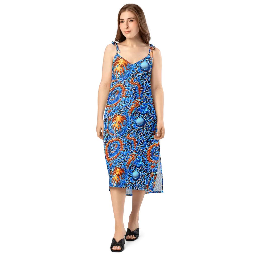 Blue Flame Reef on Slip Dress — Front
