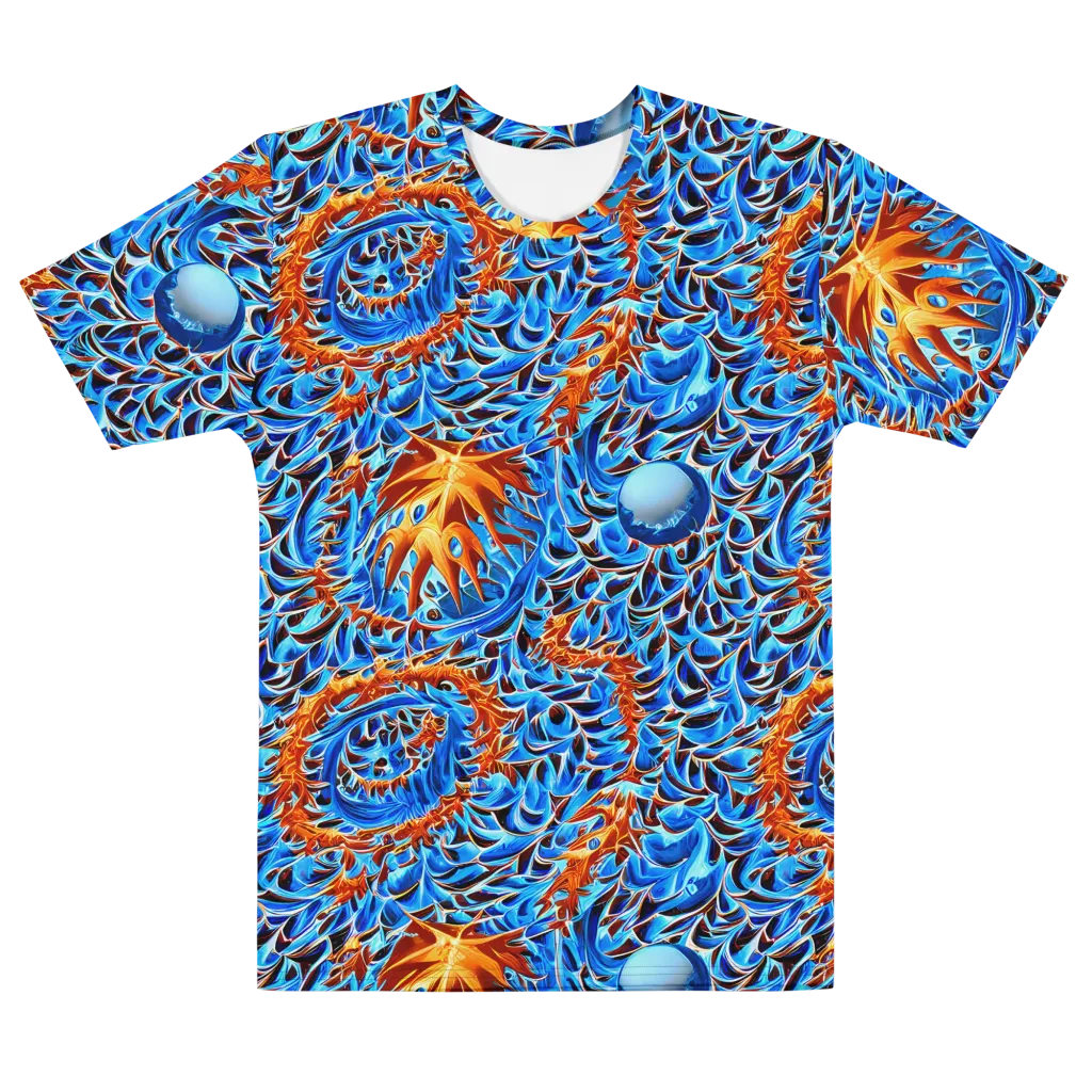 Blue Flame Reef on Men's Cotton Crew Neck T-Shirt — Front