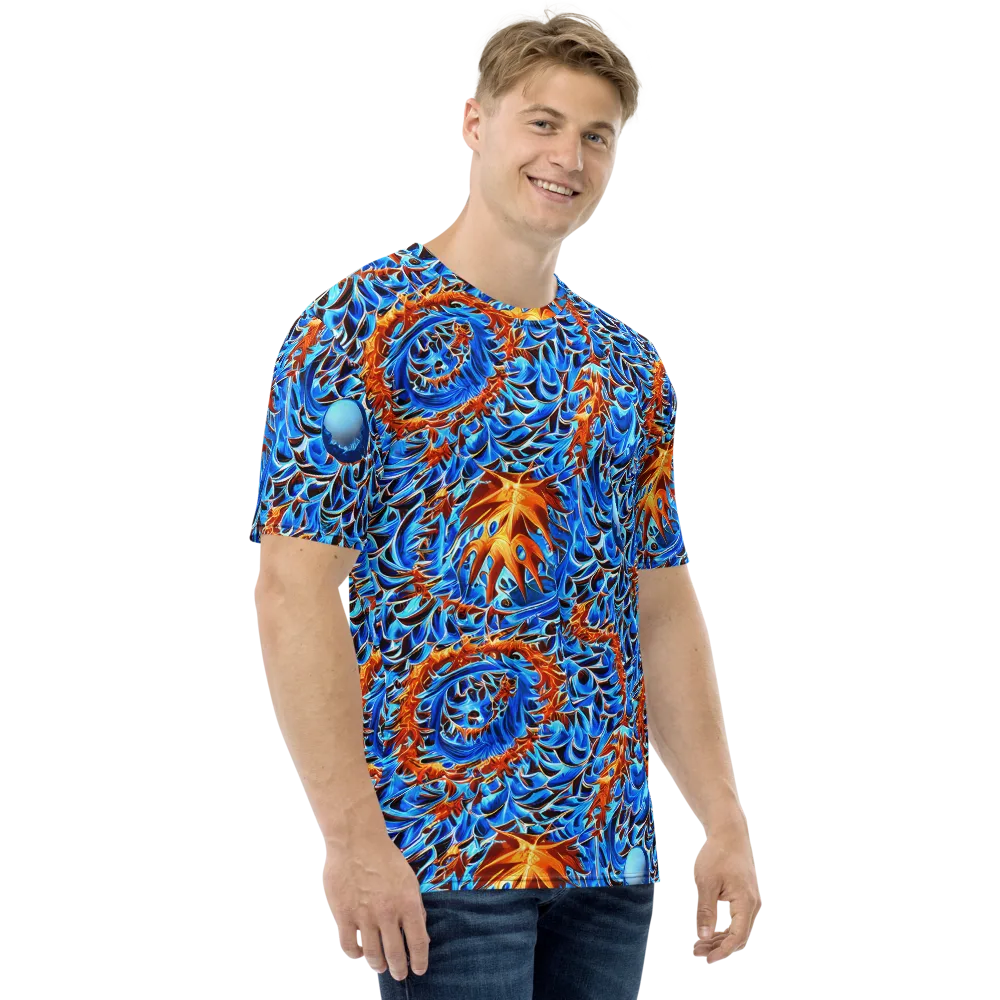 Blue Flame Reef on Men's Crew Neck T-Shirt — Right