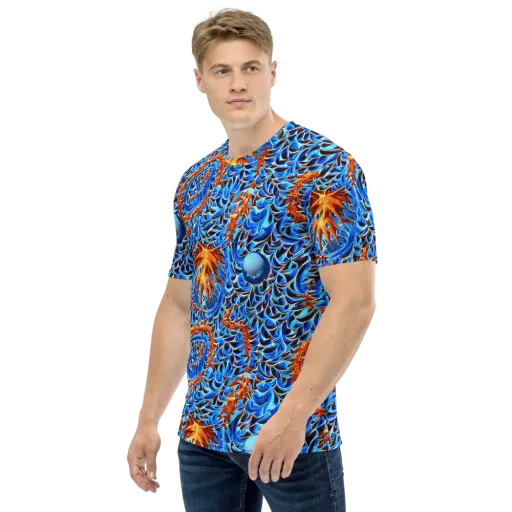 Blue Flame Reef on a Men's Crew Neck T-Shirt