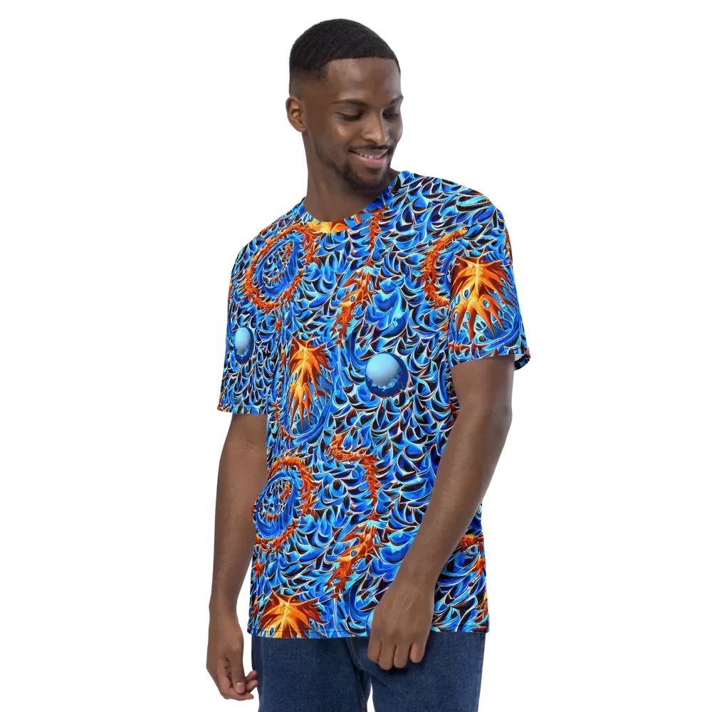 Blue Flame Reef on Men's Crew Neck T-Shirt — Left