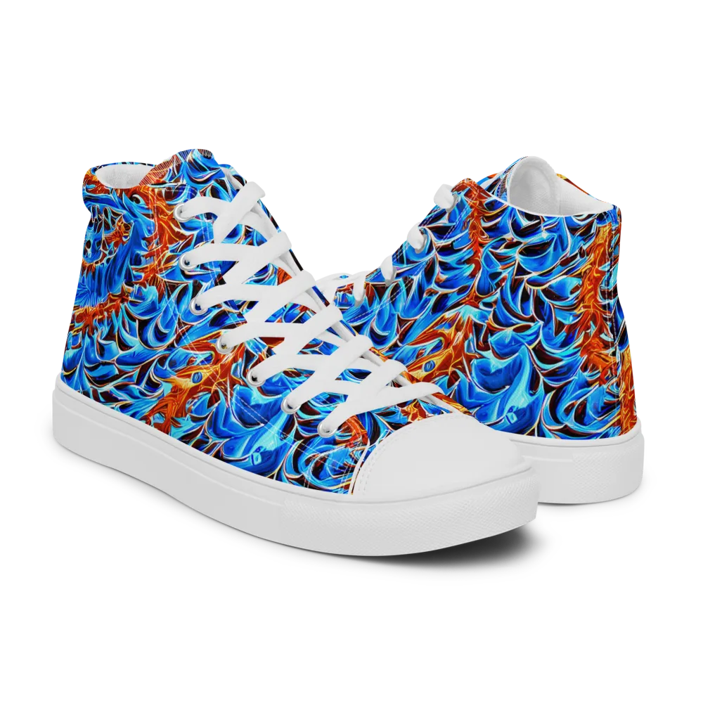 Blue Flame Reef on Men's High Top Canvas Shoes — Right