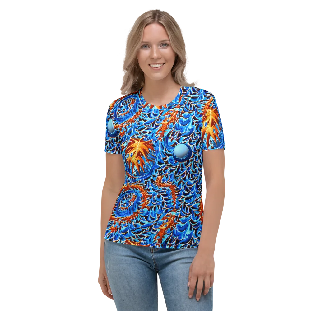 Blue Flame Reef on Women's Crew Neck T-Shirt — Front