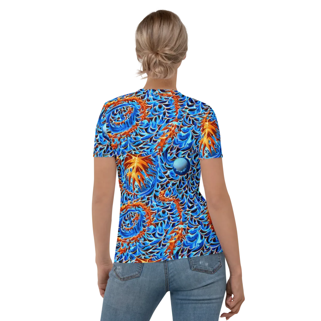 Blue Flame Reef on Women's Crew Neck T-Shirt — Back