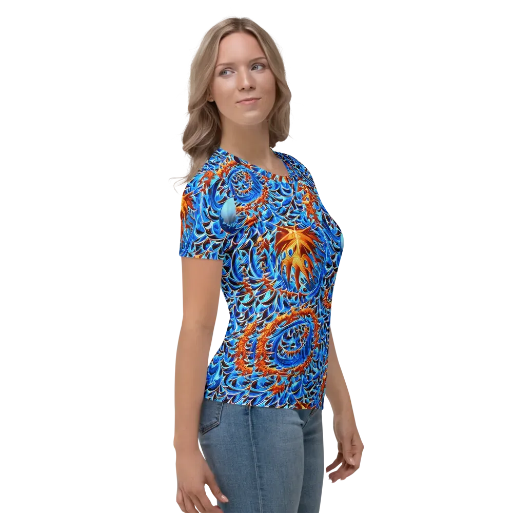 Blue Flame Reef on Women's Crew Neck T-Shirt — Right