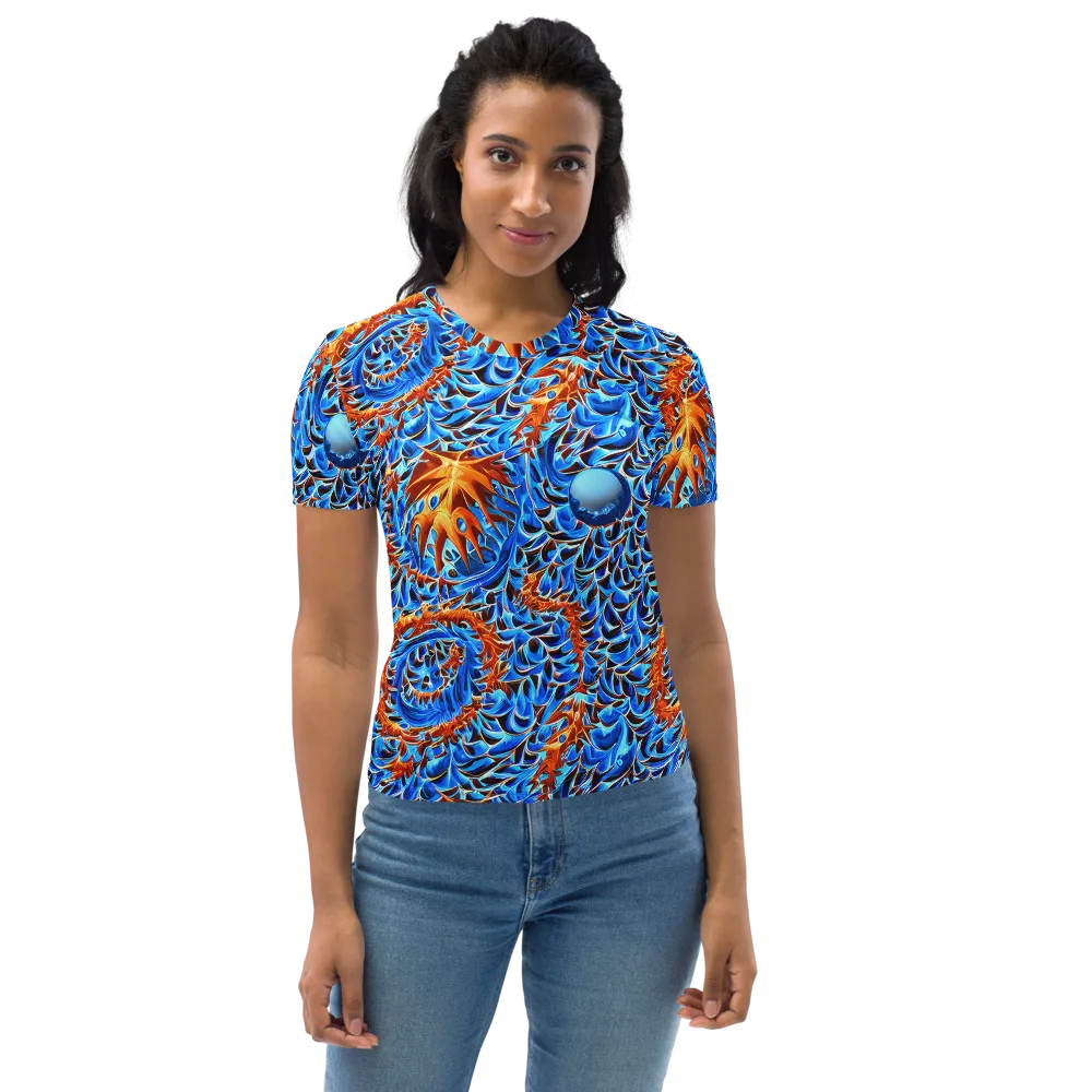 Blue Flame Reef on Women's Crew Neck T-Shirt — Front