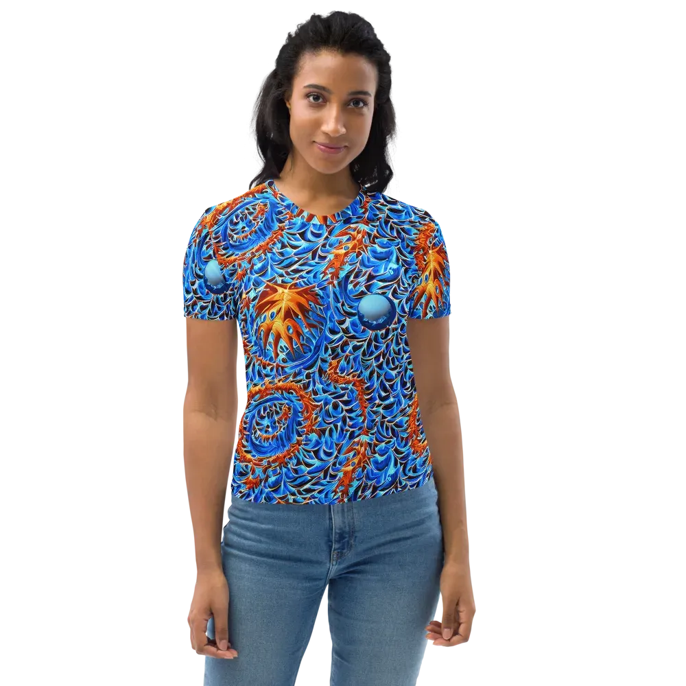 Blue Flame Reef on Women's Crew Neck T-Shirt — Front