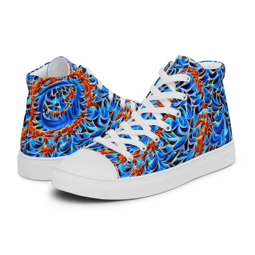 Blue Flame Reef on a Women's High Top Canvas Shoes