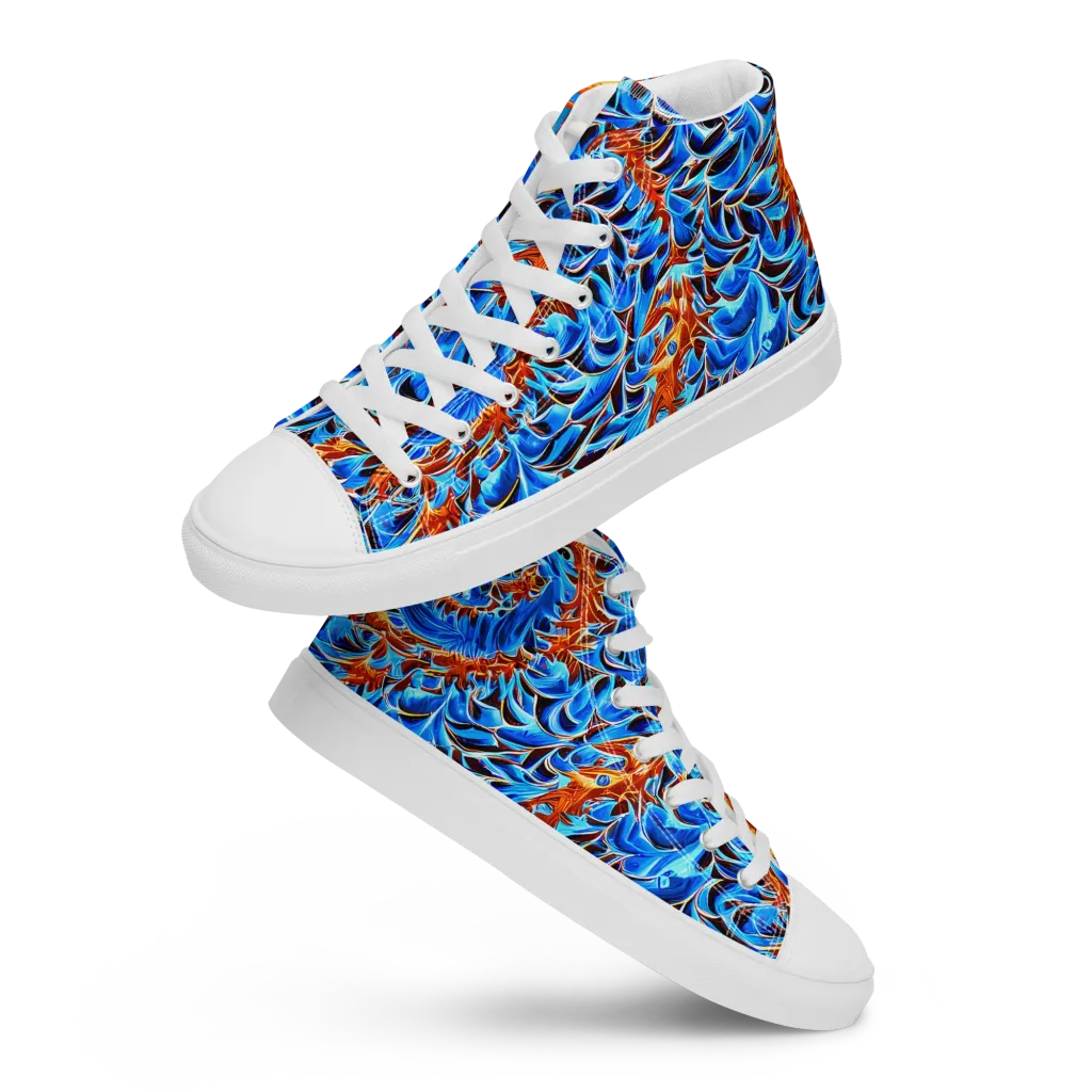 Blue Flame Reef on Women's High Top Canvas Shoes — Front