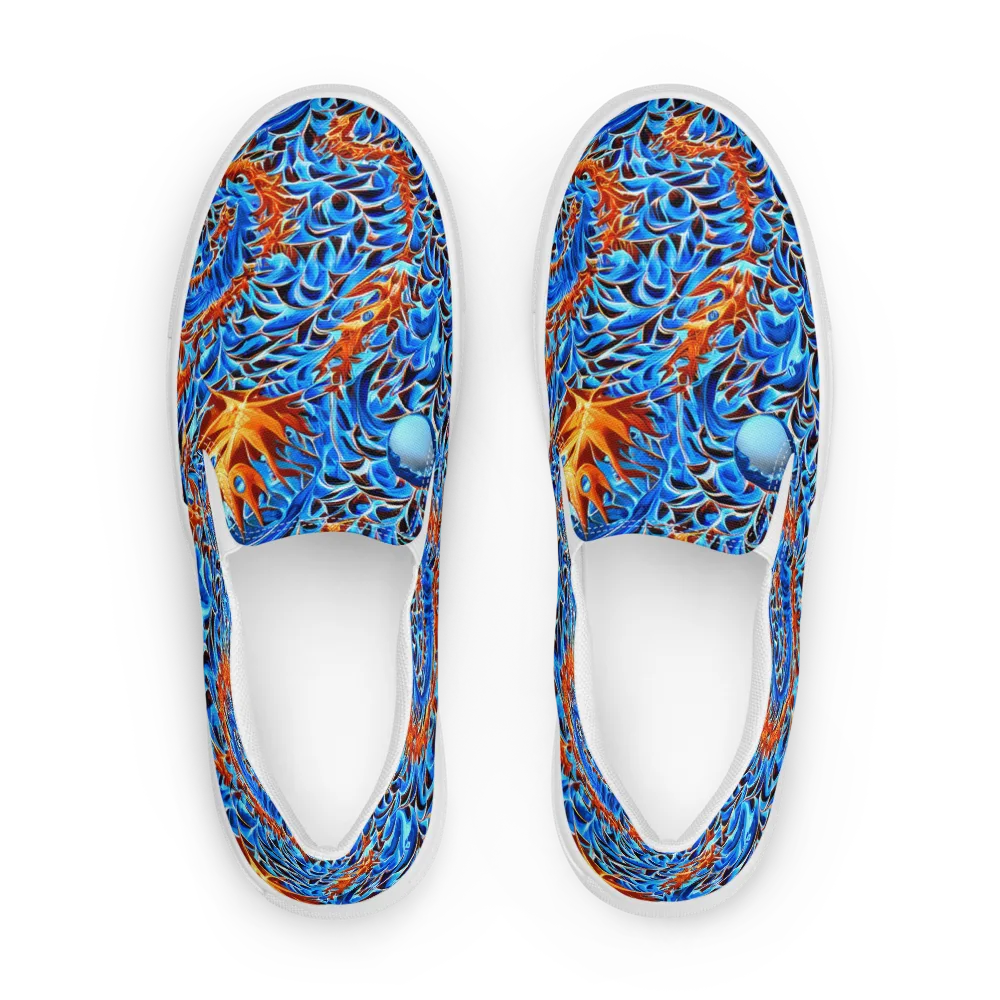 Blue Flame Reef on Men's Slip-On Canvas Shoes — Front