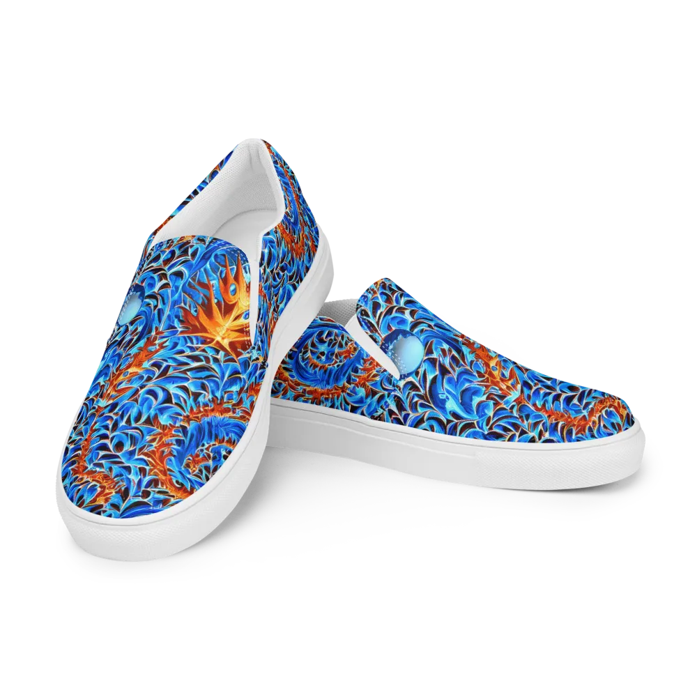 Blue Flame Reef on Men's Slip-On Canvas Shoes — Left Front
