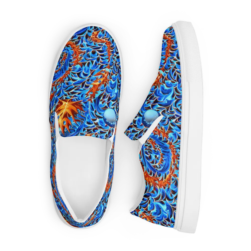 Blue Flame Reef on Men's Slip-On Canvas Shoes — Front