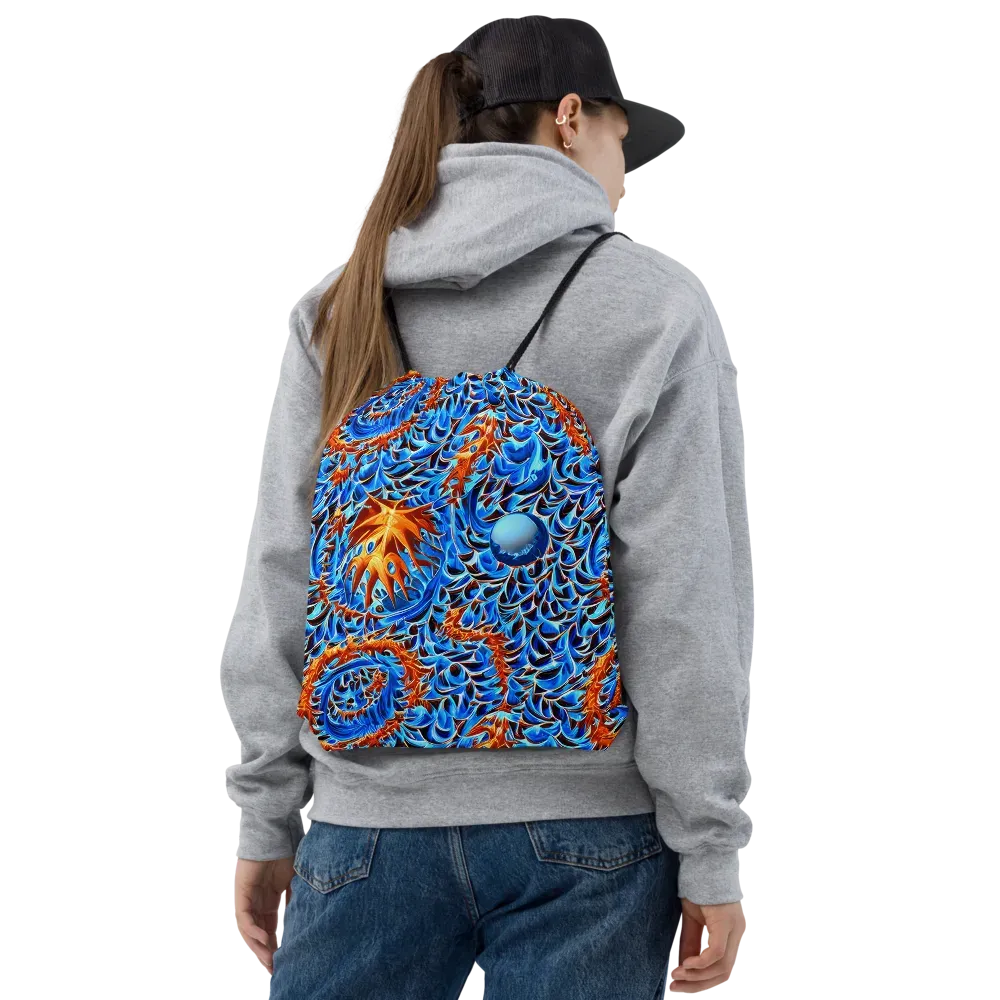Blue Flame Reef on Drawstring Bag — Front