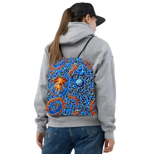 Blue Flame Reef on a Drawstring Bag