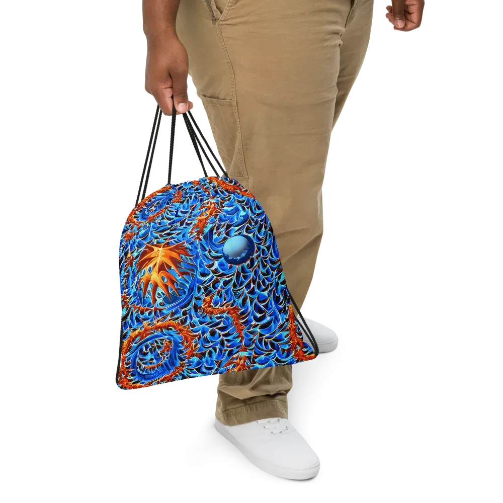 Blue Flame Reef on Drawstring Bag — Front