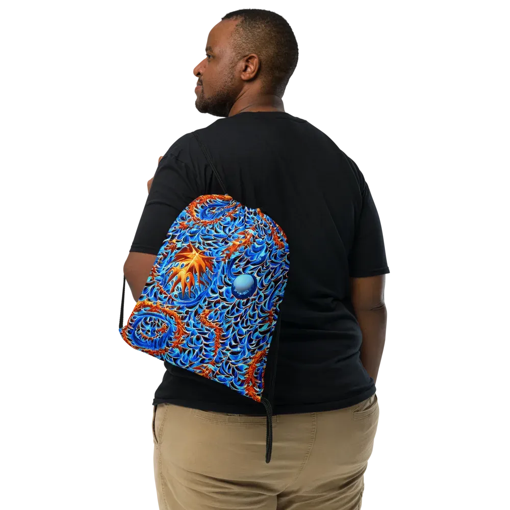Blue Flame Reef on Drawstring Bag — Front