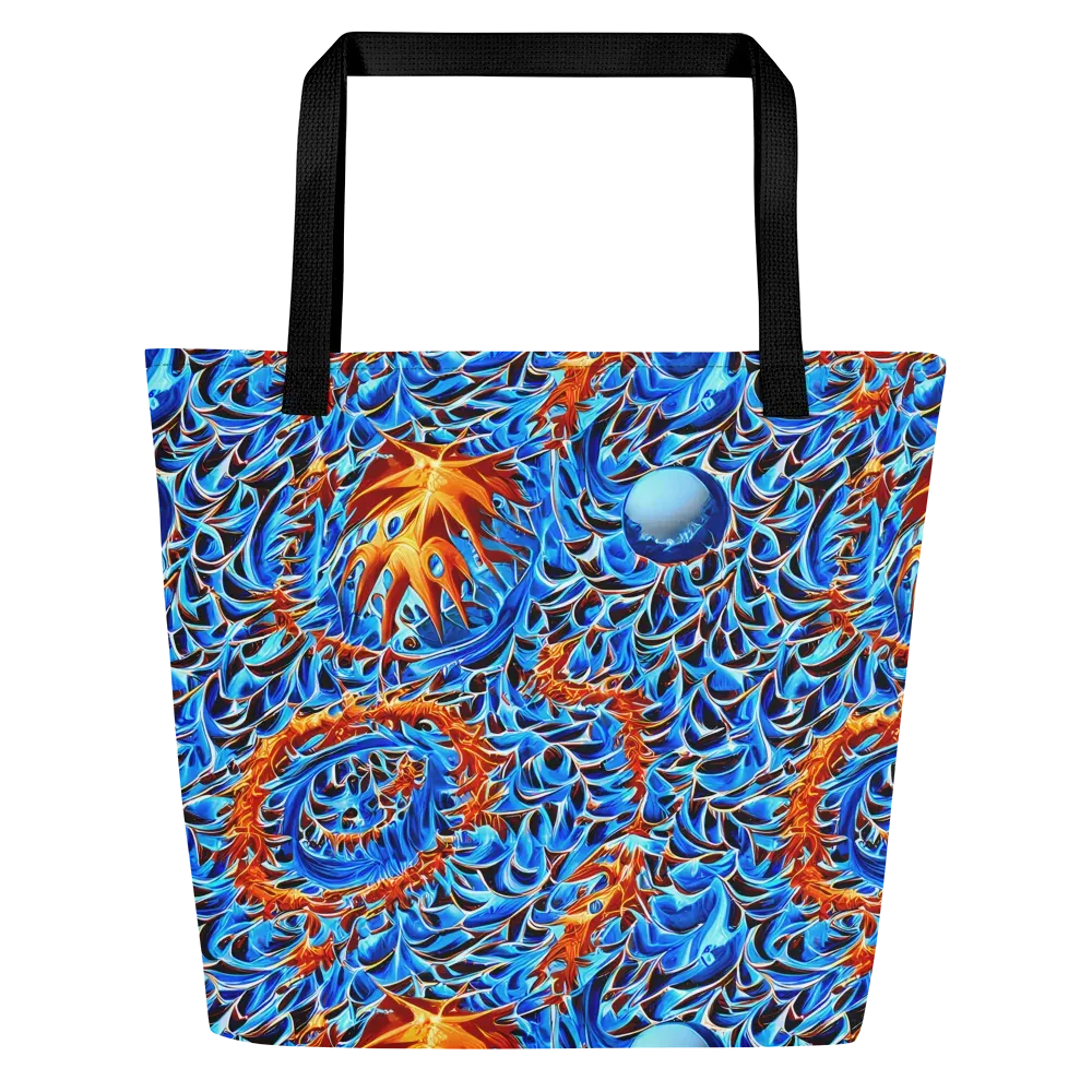 Blue Flame Reef on Large Tote Bag W/ Pocket — Front