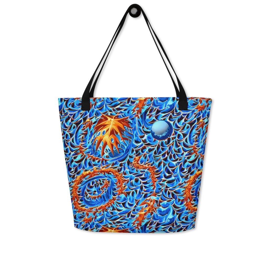 Blue Flame Reef on Large Tote Bag W/ Pocket — Front